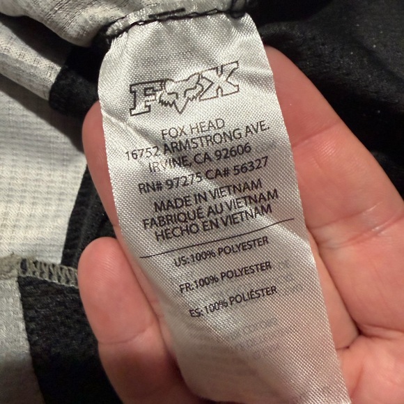 fox racing dri-fit dirtbike ls shirt, grey black white, men's medium #1511 - Picture 4 of 7